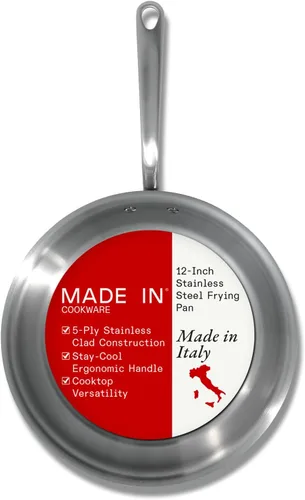 Miniatura 11 de Made In Utensilios de cocina Juego de 3 sartenes de acero inoxidable de 8, 10 y 12 pulgadas Revestimiento de acero inoxidable de 5 capas