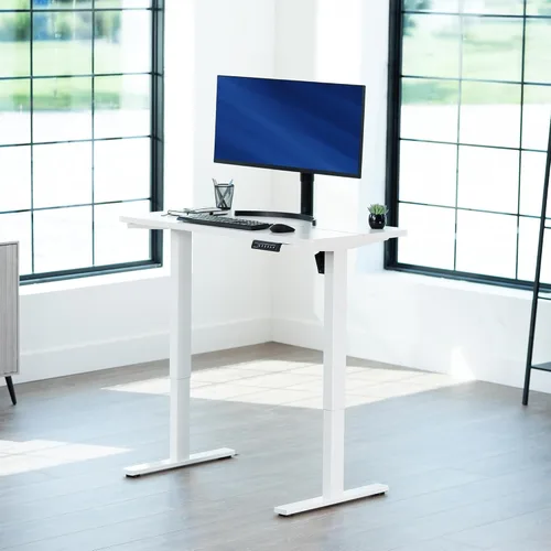 Miniatura 2 de VIVO DESK-KIT-1W4W - Escritorio eléctrico de pie de 43 x 24 pulgadas, ajuste de altura de memoria, serie 1B, parte superior blanca de una pieza