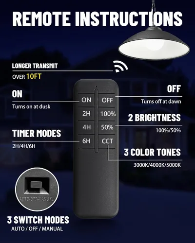 Miniatura 6 de Luces colgantes solares con control remoto, 3 colores, 2 modos de brillo, temporizador, lámpara de techo colgante para exteriores de 20 cm