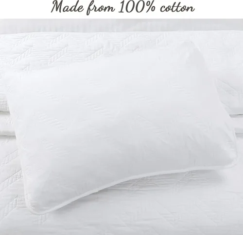 Miniatura 3 de Cozy Line Home Fashions Juego de ropa de cama de 100% algodón geométrico moderno con puntada en zigzag, color blanco sólido, colcha ligera