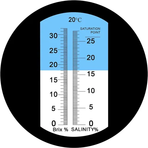 Miniatura 5 de Refractómetro de salinidad Brix 2 en 1 escala dual 0-32% Brix y 0-28% de salinidad con cloruro de sodio ATC en alimentos Sal agua de mar Salmuera