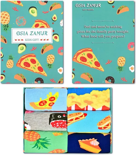 Miniatura 2 de Dsia Zamur Calcetines para niños y niñas, paquete de 4 a 6 unidades + caja de regalo, novedosos calcetines de pantorrilla coloridos para niños de 2