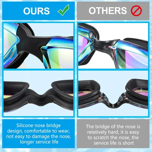 Miniatura 3 de Flutesan Paquete de 6 gafas de natación para adultos, antiniebla, con tapones para los oídos, clip para la nariz, sin fugas, protección completa