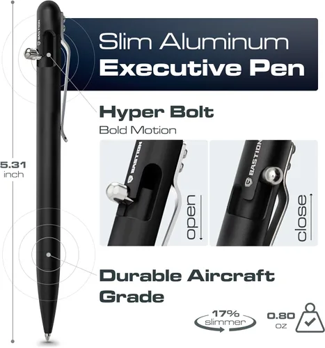 Miniatura 2 de BASTION® Bolígrafo de acción de perno delgado de lujo, bolígrafo EDC de aluminio ligero con punta fina, bolígrafo profesional para la escuela