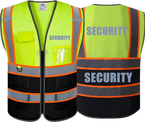 BeautyWill Chalecos de seguridad de alta visibilidad clase 2 con certificación ANSI Chaleco de trabajo de seguridad con cremallera frontal