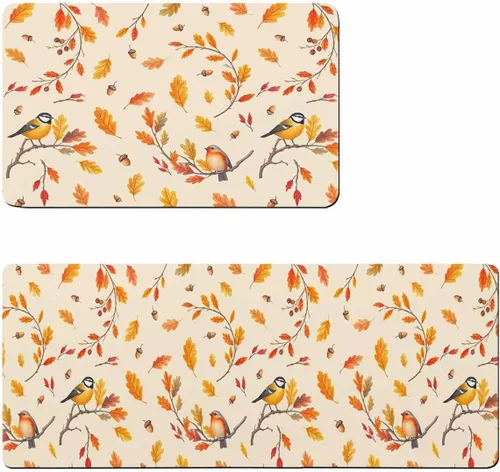 Tapete de baño con hojas de otoño, antideslizante, de secado rápido y absorbente, tierra de diatomeas, fregadero, dormitorio, cocina, lavable,