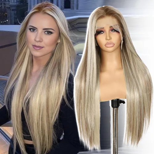 Miniatura 15 de SAPPHIREWIGS Peluca de cabello lacio natural color marrón rojizo #350, sin enredos, línea capilar natural 6 × 13, parte de libertad de encaje
