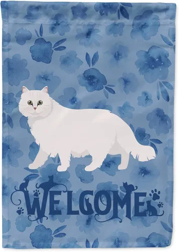 Miniatura 333 de Caroline's Treasures CK4813CHF - Bandera de bienvenida con gato abisinio azul, manga grande, para porche, para colgar en la pared, poliéster
