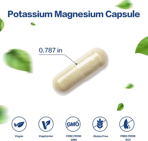 Miniatura 2 de Suplemento de Potasio y Magnesio 1000mg, Aspartato de Magnesio, Potasio y Zinc para el Apoyo Vascular, Óseo, Cardíaco, Muscular y Nervioso, Sin OMG
