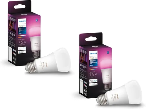 Miniatura 11 de Philips Hue - Paquete de 2 bombillas LED A19, compatibles con Bluetooth y Zigbee (opcional Hue Hub), activadas por voz con Alexa y Google Assistant