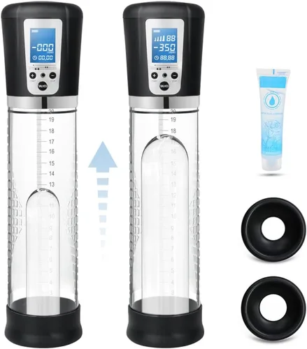 Miniatura 4 de Bomba de vacío de pene, dispositivo de entrenamiento de succión y bombeo 4X, más grande, más duro y más largo N0612 Negro + Plateado