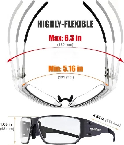 Miniatura 5 de HTS HUNTERSKY M02 0.6 delgado japonés 301 acero inoxidable ligero MILSPEC 0.098 in espesor impacto polarizado anti niebla gafas
