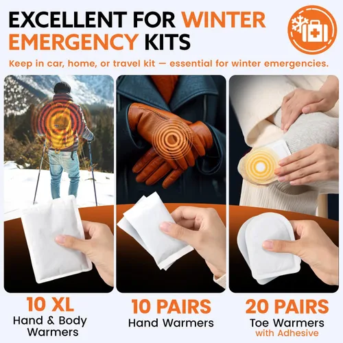 Miniatura 5 de Hand Warmers Variety Set - 70 Count Ultimate Value Pack – 10 XL Body Warmers, 10 Pairs Hand Warmers, 20 Pairs Toe Warmers with Adhesive – Air