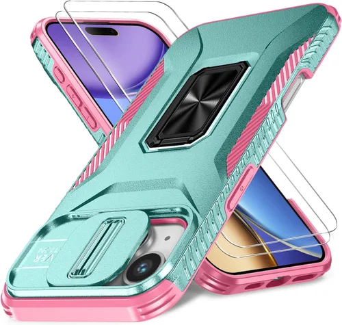 Miniatura 48 de Funda HakkTaoo para iPhone 13/iPhone 14 de 6.1 Pulgadas con Funda Deslizante para Cámara + Protector de Pantalla (2 Paquetes), Funda Protectora a