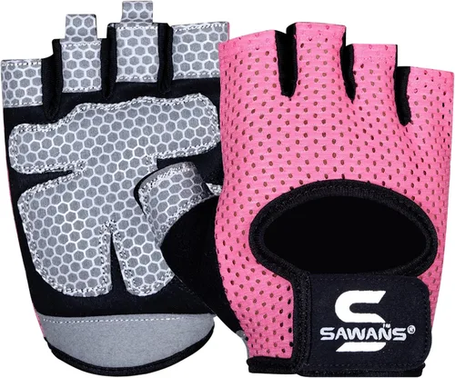 SAWANS Guantes de entrenamiento para hombres y mujeres, guantes para levantamiento de pesas, guantes de gimnasio, fitness, ejercicio, ciclismo, Rosa