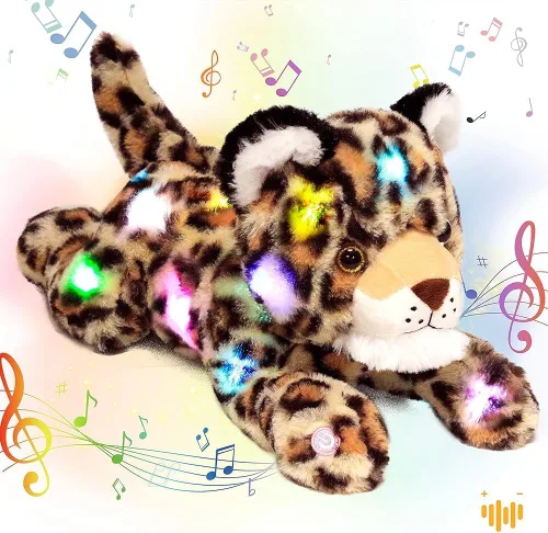Miniatura 16 de Hopearl Perezoso de peluche con luces LED y música, perezoso de tres dedos flexible de felpa, con luces de noche que brillan en la oscuridad