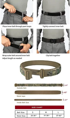 Miniatura 2 de YAKEDA Tactical Airsoft Battle Belt for Men, 1.75" & 1.5" Rigger Heavy Duty Belt 3pcs,ideal for hunting, hiking