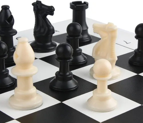 Miniatura 5 de Andux Juego de Ajedrez Piezas de Ajedrez y Tablero Rollable QPXQ-01 (Negro, 13.8x13.8 in)