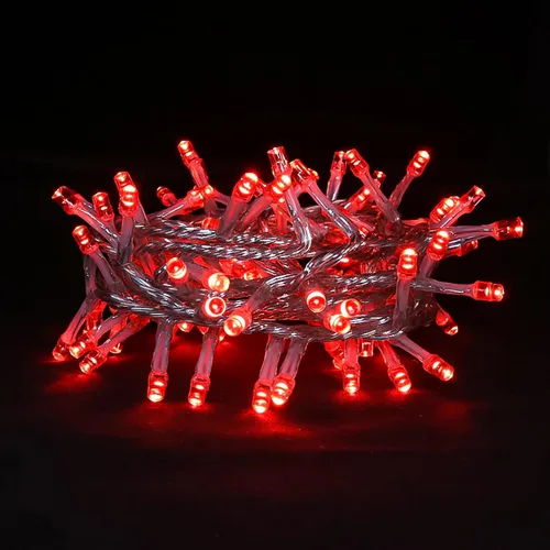Luces de Navidad rojas en cadena - 100 luces LED rojas en cadena enchufables para árbol, fiesta, boda, decoraciones de interior/exterior para el día