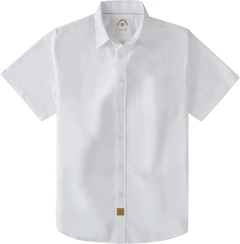 Miniatura 37 de Dubinik® Camisas de manga corta con botones para hombre, 100% algodón, a cuadros, camisas casuales con bolsillo