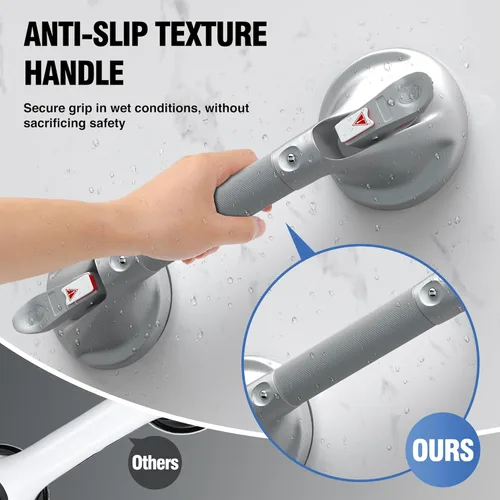 Miniatura 5 de DAILYLIFE Barras de agarre para bañeras y duchas, asas de ducha de 17 pulgadas con ventosa para ancianos, barra de agarre de seguridad para ducha