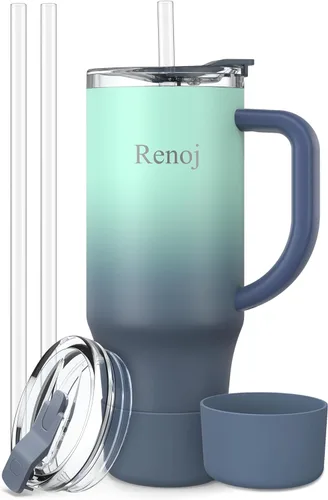 Miniatura 9 de Renoj FlexSlide White - Taza aislada 100% resistente a derrames, para café helado y bebidas calientes, se adapta al portavasos del automóvil, regalo