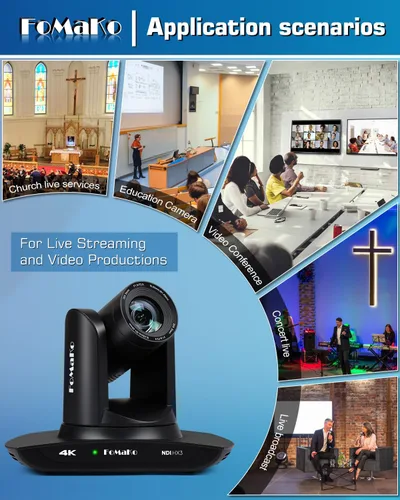 Miniatura 6 de FoMaKo Cámara PTZ HDMI K20UH 4K con seguimiento automático AI (Gen 3), certificado NDI HX3, zoom óptico 20X, USB 3.0/LAN, cámara PTZ 4K para Negro
