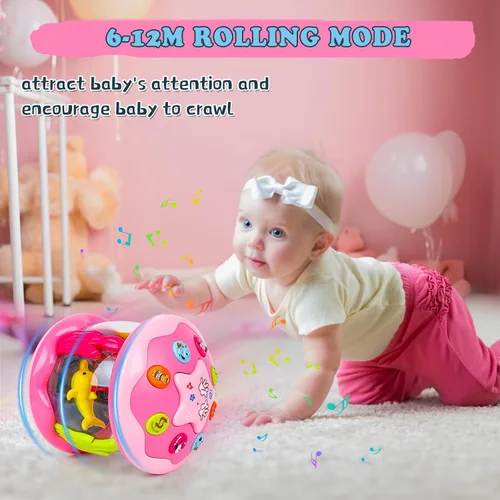 Miniatura 3 de M SANMERSEN Juguetes para bebés niña de 6-12 meses - Juguetes musicales con proyector giratorio de océano para bebés de 12-18 meses, juguetes Rosa