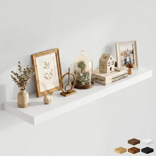Miniatura 49 de Estantes flotantes de 48 pulgadas para pared, estante de chimenea de 10 pulgadas de profundidad, estantes flotantes de madera para pared, estantes