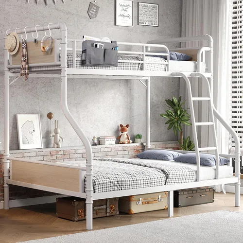 Miniatura 12 de Jocoevol - Litera de metal Twin over Twin, literas industriales de alta resistencia con rieles de seguridad y diseño de ahorro de espacio, cama