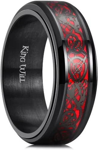 Miniatura 45 de King Will Anillo giratorio de acero inoxidable 316L para hombres y mujeres, 0.315 in de dragón/nudo celta, anillo para ansiedad para aliviar