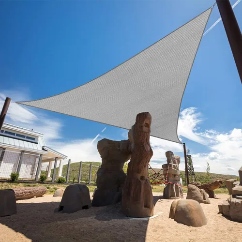 Toldo Vela Triangular Gris de 11' x 11' x 16' pies, Pantalla de Tela de Refugio Toldo con 95% de Bloqueo UV para Patio Exterior y Jardín Trasero -