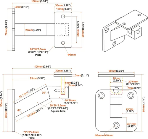 Miniatura 3 de RealPlus Soportes ajustables para pasamanos giratorios de acero resistente para barandilla de escalera, paquete de 3
