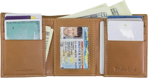 Miniatura 4 de Timberland - Cartera triple de cuero para hombre con ventana para tarjeta de identificación