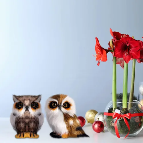 Miniatura 5 de Sratte Adorno navideño de búho peludo, lindo adorno de animal colgante para árbol de Navidad, fiesta de carnaval (marrón, 12 piezas)