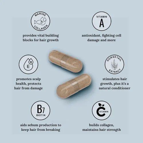 Miniatura 8 de Foundation Skincare Vitaminas para el cabello sin enredos (suministro para 60 días) – Suplemento de colágeno y biotina para mujeres y hombres