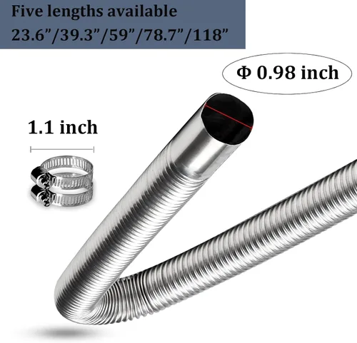 Miniatura 2 de KXKZREN Tubo de escape de acero inoxidable 24.5mm de diámetro interior Tubo de extensión de escape para calentador de estacionamiento de aire