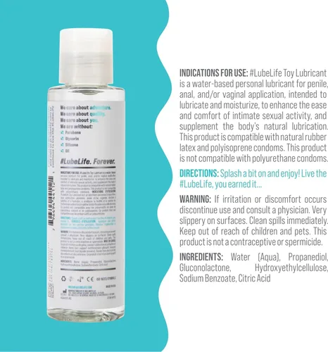 Miniatura 2 de LubeLife - Lubricante a base de agua, lubricante personal seguro para juguetes para hombres, mujeres y parejas, tamaño de viaje, sin manchas, fácil