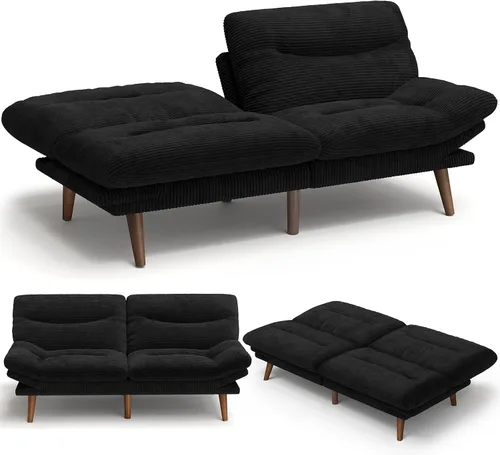 Amada - Sofá Cama Futón Convertible de 66 pulgadas, juego de futón plegable de pana con respaldo y reposabrazos ajustables, sillón reclinable para