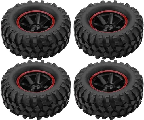 Neumáticos de automóvil a control remoto, 4 piezas de goma de 6 agujeros con bujes neumáticos todoterreno para entusiastas de vehículos de oruga RC