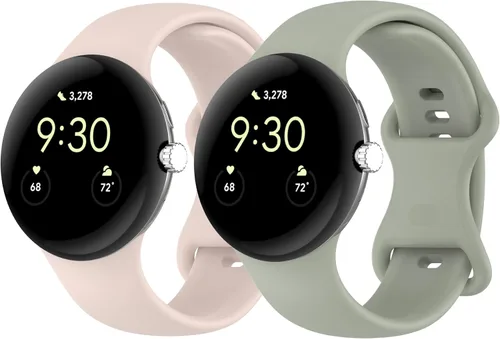 Miniatura 8 de Paquete de 2 correas para Google Pixel Watch 3 de 1.614 pulgadas/Pixel Watch 2/Pixel Watch, para mujeres y hombres, correa de silicona suave