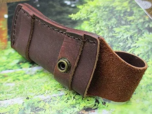 Miniatura 7 de Funda plegable para cuchillo de bolsillo de 5 pulgadas, funda de cinturón de cuero genuino marrón liso TS-sheathTS