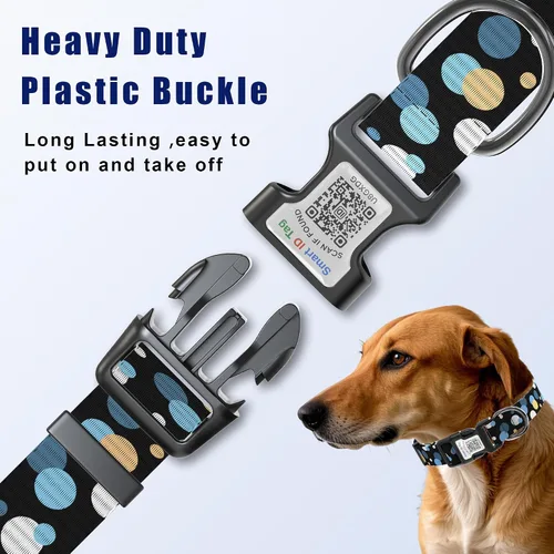 Miniatura 3 de Collares de perro para perros pequeños, collar de perro con etiqueta de nombre de código QR, material de poliéster suave, collar ajustable