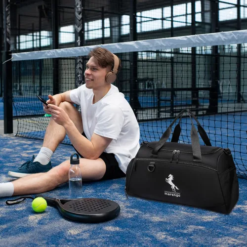 Miniatura 8 de Marengo Bolsa de gimnasio para hombres y mujeres, bolsa de gimnasio pequeña de 37 litros con compartimento para zapatos y húmedos, mochila de viaje