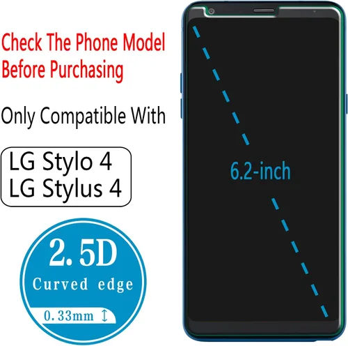 Miniatura 3 de Paquete de 2 protectores de pantalla de vidrio templado para LG Stylo 4, LG Stylus 4, fácil de instalar, sin burbujas, dureza 9H