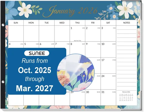 Miniatura 8 de SUNEE Calendario de escritorio 2026, 3 paquetes, calendario de 18 meses, octubre de 2025 a marzo de 2027, calendario de escritorio de 17 x 12