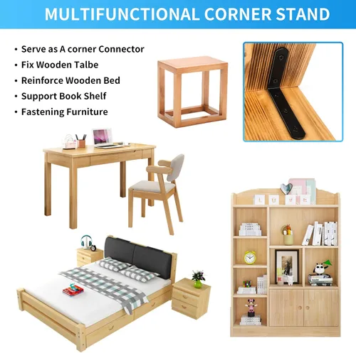 Miniatura 4 de Soportes de esquina de acero negro en L para estantes, soportes decorativos de montaje en pared, soportes angulares para estantes con tornillos