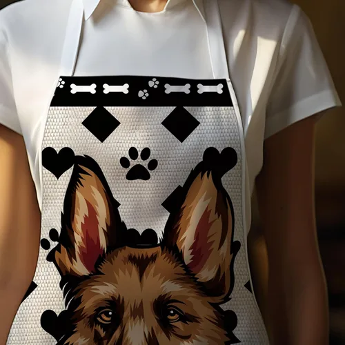 Miniatura 5 de Delantal de aseo de perros de lunares personalizado lindo perro Airedale, rojo (Airedale)