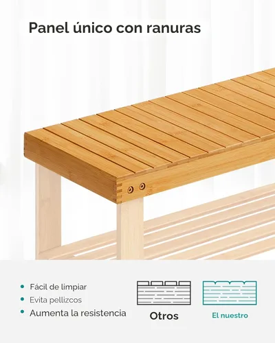 Miniatura 4 de SONGMICS Banco Estante para Zapatos, Organizador de Almacenamiento de Zapatos de Bambú de 3 Niveles, Banco de Entrada, Soporta Hasta 286 lb, 11.3 x