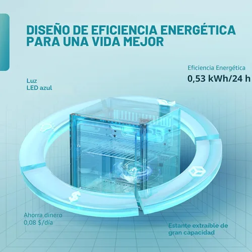 Miniatura 6 de EUHOMY Refrigerador de bebidas para 48 latas - Mini refrigerador con puerta de vidrio para cerveza, bebidas, vinos, refrigerador de bebidas de Negro